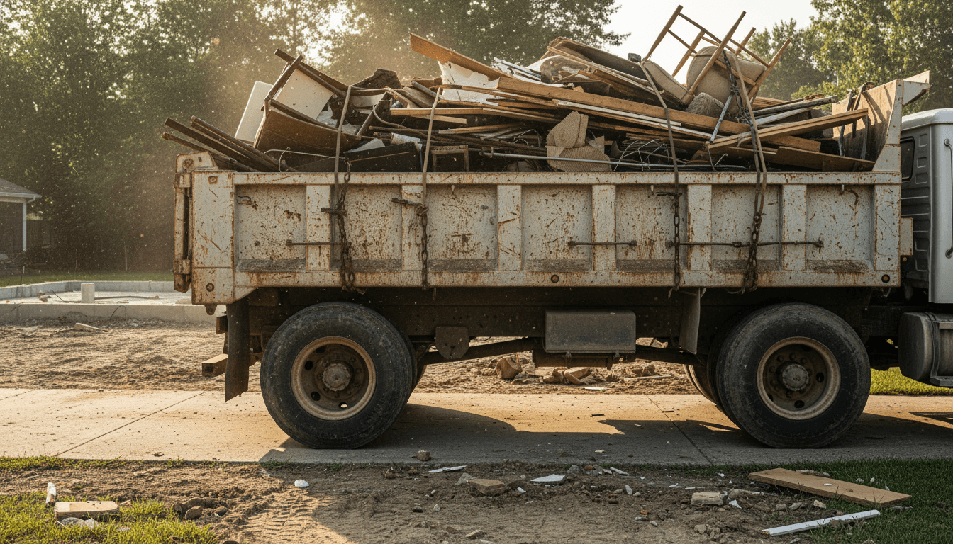 Truck full of debris from a junk removal job