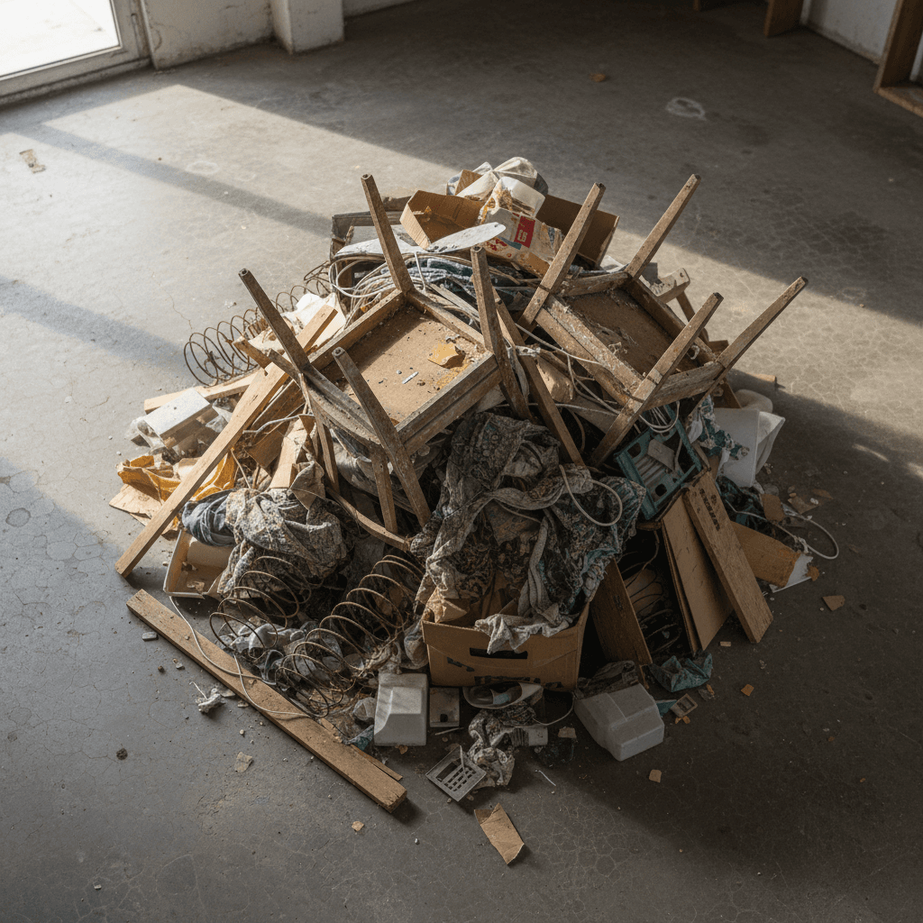 Pile of old furniture for removal